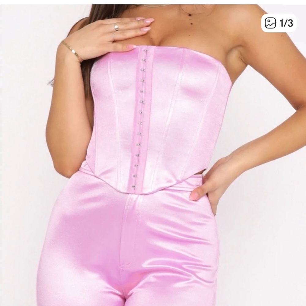 New barbie pink White Fox Boutique Blush Satin Corset size XL